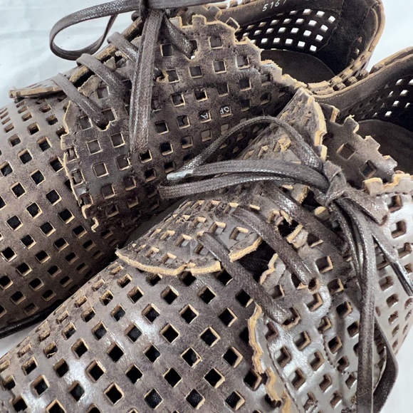 DOLCE & GABBANA Brown Perforated Leather Derby Shoes Made in Italy 8.5UK -9.5US - Picture 5 of 14